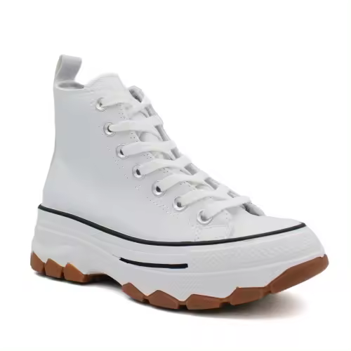 Zapatillas altas mujer KISS KISS M2440 con plataforma maxi en blanco y negro. - 1
