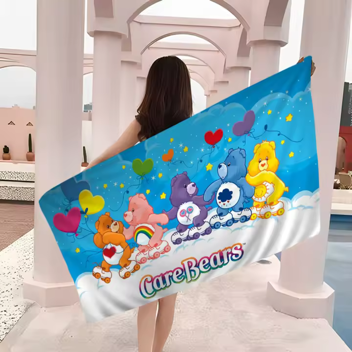 Toalla De Playa Microfibra De Oso C-Care Dibujos Animados Absorbente Secado Rápido Suave Para Yoga Natación Camping Viajes Senderismo - 1