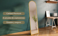 Marctani Espejo de Pie Cuerpo Entero - Espejo Grande y Largo con 3 Formas de Uso, Independiente, Montaje Pared y Apoyado - Marco de Aluminio + Soporte para Dormitorio, Baño o Salon - details 0