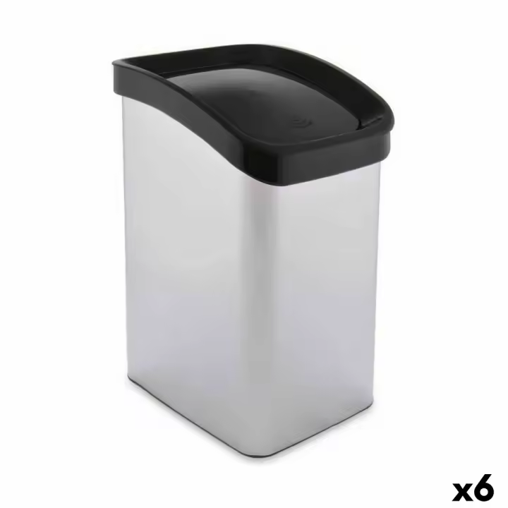 Papelera Berilo D085-1 Plateado Plástico 12 L Basculante (6 Unidades) - 1