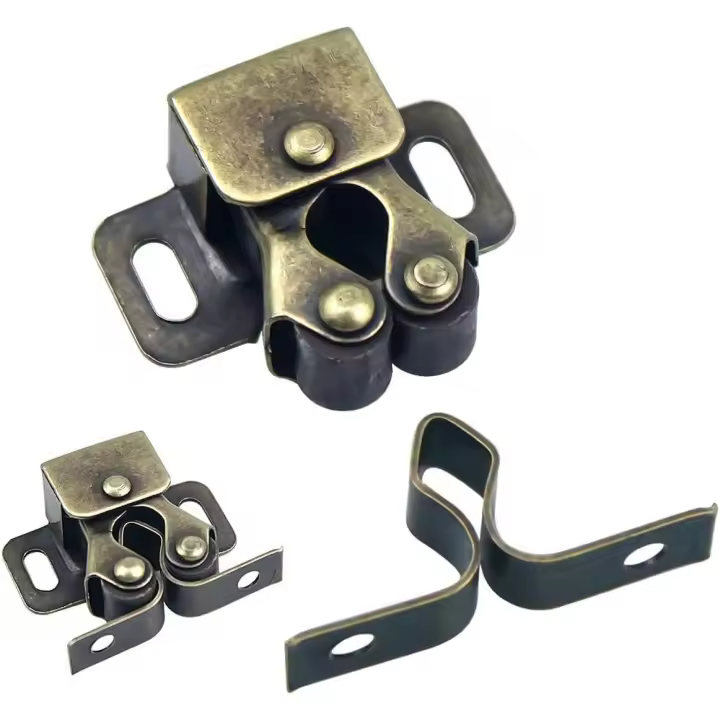 12 pestillos para puerta, pestillos para puerta de armario con doble rodillo de sujeción fuerte con tornillos, pestillo para puerta de armario con doble rodillo para el hogar F - 1