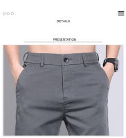 Pantalones Casuales De Algodón De Calidad Superior Para Hombres Estilo Recto Cierre De Cremallera Pantalones De Todas Las Estaciones - details 12