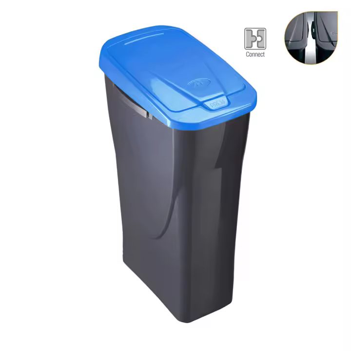 Cubo 25 litros ecobin con tapa color azul 21,5x36x51cm mondex - 1