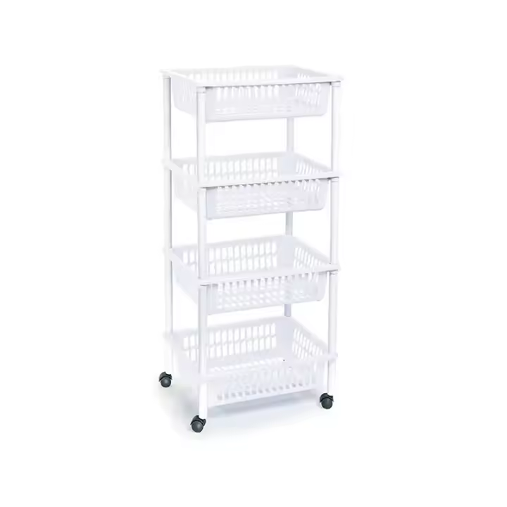 Modelo de depósito verdulero PLFT con Rueda 4 Cesta 85x40x30 cm, Carritos portaobjetos multiusos para organizar los Espacios domésticos, organizador de Cocina y Hogar - 1