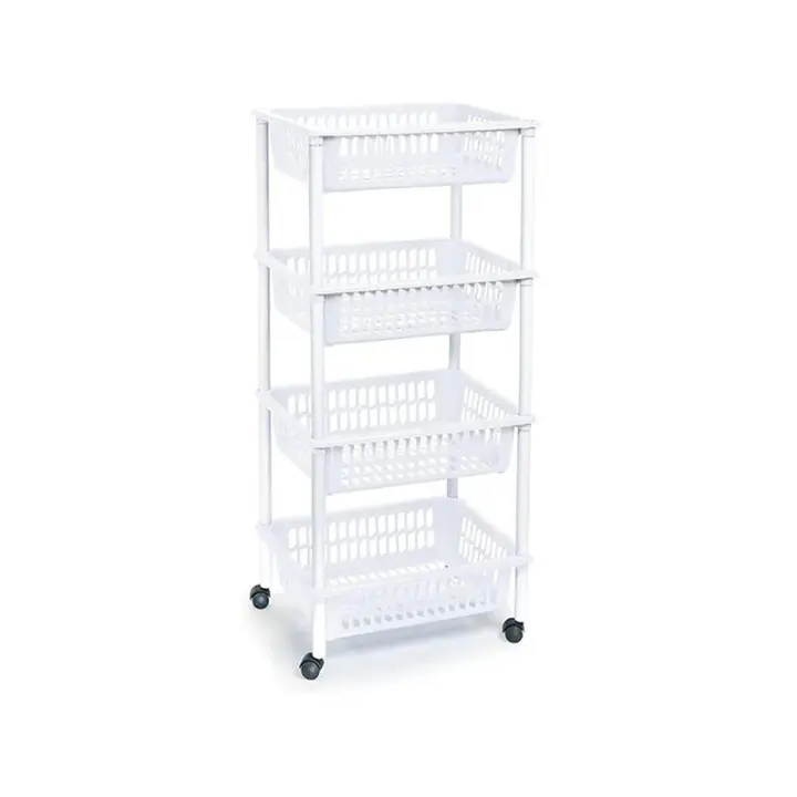 Modelo de depósito verdulero PLFT con Rueda 4 Cesta 85x40x30 cm, Carritos portaobjetos multiusos para organizar los Espacios domésticos, organizador de Cocina y Hogar - 1