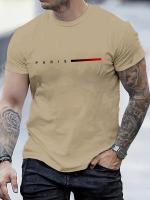 Camiseta De Algodón 100% Para Hombre Estilo Casual Veraniego Con Impresión De Letras Creativas Camiseta De Cuello Redondo Ajustada Con Mangas Cortas Para Todo El Año - details 3