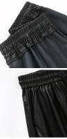 Pantalones De Cuero PU Para Mujer Alta Cintura Otoño Invierno Negro Rectos De Pierna Con Bolsillos De Longitud Del Tobillo - details 5