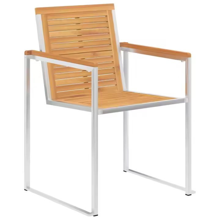 Sillas de Jardín 4 UDS Madera Masa Teca y Maple inoxidable - 1