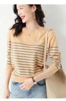 Suéter De Punto Para Mujer 2025 Estilo Oficina Lady Con Rayas Cuello Redondo Manga Larga Suéter Caliente Y Suave Para Todas Las Estaciones - details 19