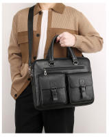 Bolso De Negocios Para Hombre De Lujo En Cuero PU Bolso De Mano Para Laptop Y Archivos A4 Estilo Oficina Y Almuerzo - details 3