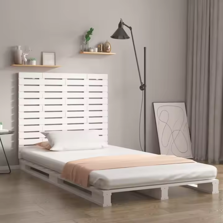 vidaXL Cabecero cama de pared madera maciza pino blanco 146x3x91,5 cm - 1