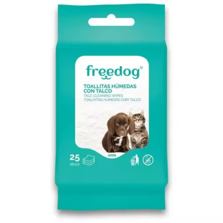 FREEDOG TOALLITAS HUMEDAS TALCO POCKET 25 UNIDADES 18 X 20CM - 1
