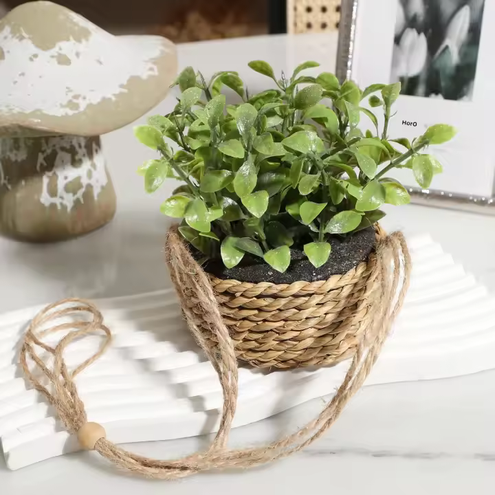 SIA FLOWER Plantas Artificiales Verdes Eucalipto Hierba Rosmarino Tejida En Maceta Montón De Grama 40cm Material PE Decoración Para El Hogar - 1