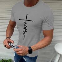 Camiseta Deportiva De Hombre Clásica Jesús Manga Corta Impresión De Feith Para Ejercicio Estilo Casual Transpirable Y De Secado Rápido - details 4