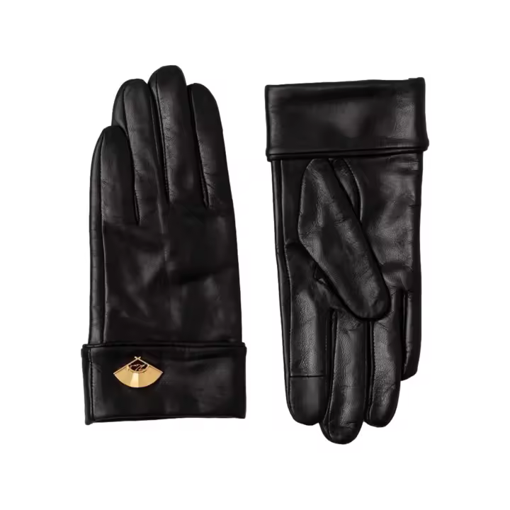 KARL LAGERFELD - Guantes de Piel con Logo K/Signature Fan Dorado - 1