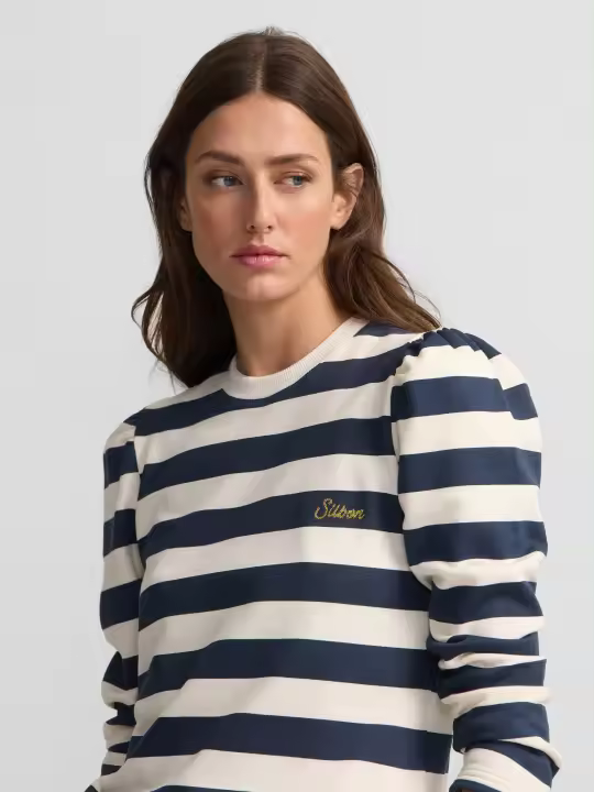 Silbon - Sudadera woman manga abullonada rayas marino - 1