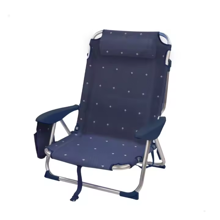 Silla de playa baja Aktive reclinable 4 posiciones + cojín azul 76x57x45 cm - 1