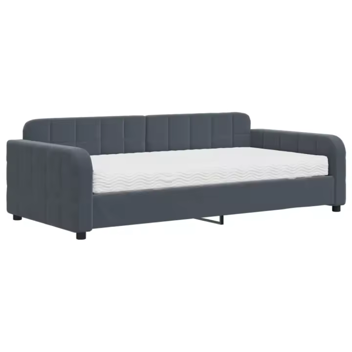 vidaXL Sofá cama con colchón terciopelo gris oscuro 100x200 cm - 1