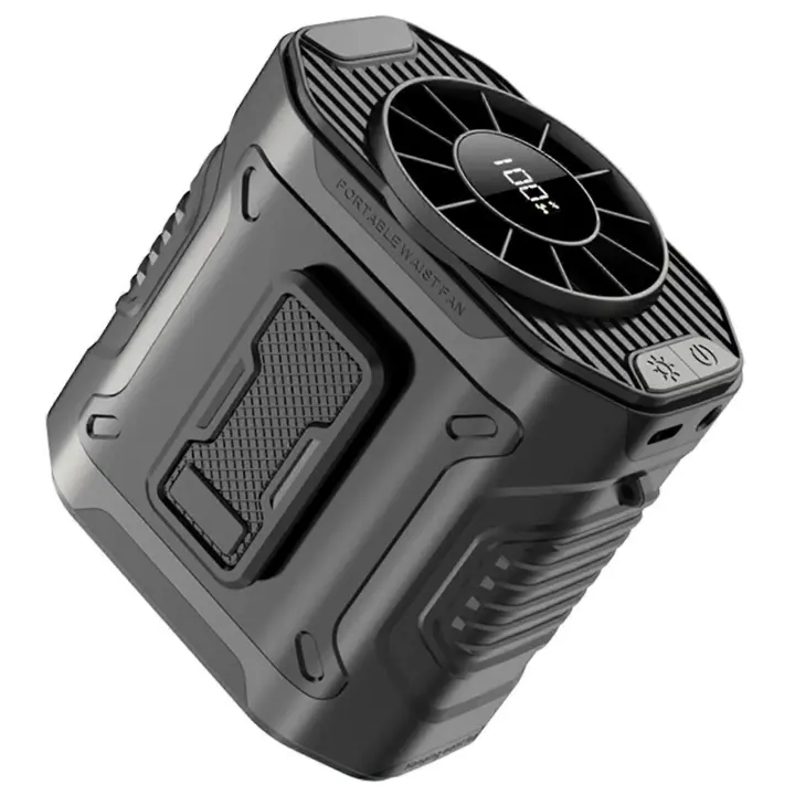 Ventilador de Caja portátil de 100, potente ventilador de cinturón con clip de flujo de Aire, ventilador de Cuello recargable para trabajo en Aire Libre Camping de Pesca - 1