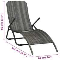 vidaXL Tumbona plegable de ratán sintético Sillas de Exterior Ideal para jardín, playa, piscina, terraza Tumbona Piscina Tumbonas Playa Tumbonas Jardín Exterior - details 6