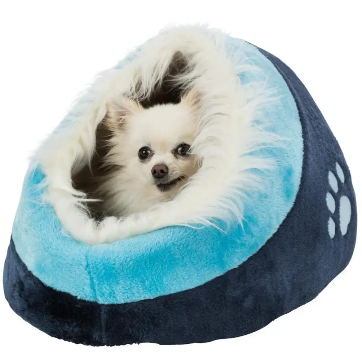 Trixie Cueva Suave Minou Azul para Mascotas - Descanso Cómodo y Resistente con Funda Felpa Suave y Cojín Reversible - 1