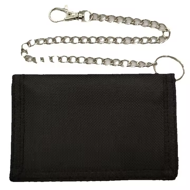Triple Monedero Carteras para Hombre Joven with Cadena de Seguridad Clip Cremallera Delgada para Viajes - 1