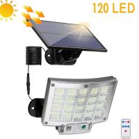 1PC Luz Solar Exterior Impermeable Con Sensor De Movimiento Y Control Remoto 3 Modos 192 LED Para Patio Garage Jardín - details 3