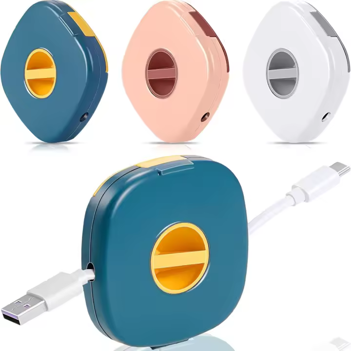 3 piezas USB Cable Winder cargador cable titular vacío compacto Teléfono Cable portátil organizador versátil retráctil Cable de gestión, 3 colores - 1