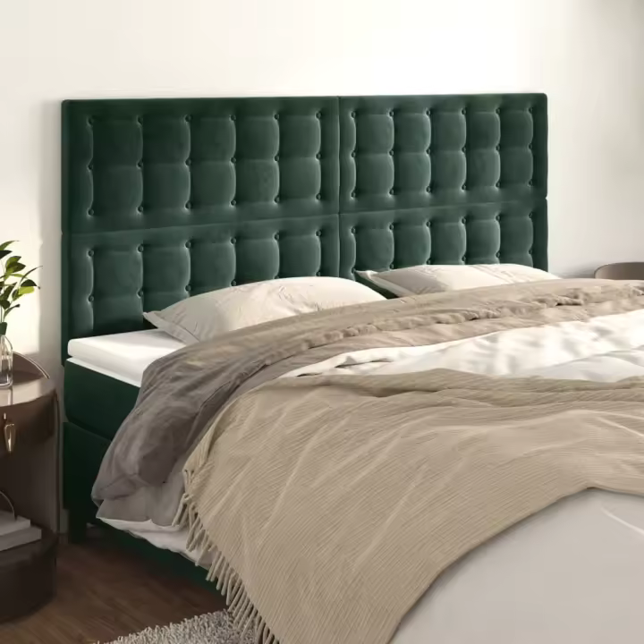 vidaXL Cabeceros 4 unidades de terciopelo verde oscuro 80x5x78/88 cm - 1
