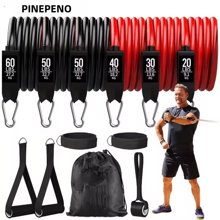 Set De Bandas De Resistencia 250lbs Con Anclaje Para Puerta Manijas Y Correas De Tornillo Para Ejercicio Interior Y Exterior Fitness De Fortalecimiento De Los Brazaos - 1
