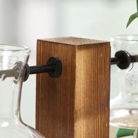 Terrario De Plantas Hidroponicas Vintage Jarrón De Flor Transparente Con Marco De Madera Vaso De Cristal Para Decoración De Hogar Y Bonsái En Mesas - details 3