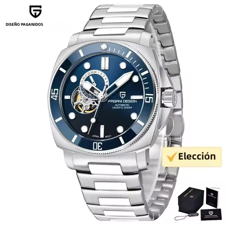 Reloj De Pulsera De Lujo Para Hombres PAGANI DESIGN 2025 Reloj Métrico Automático Mecánico Resistente Al Agua 200M Acero Inoxidable Cronógrafo De Silicona - 1