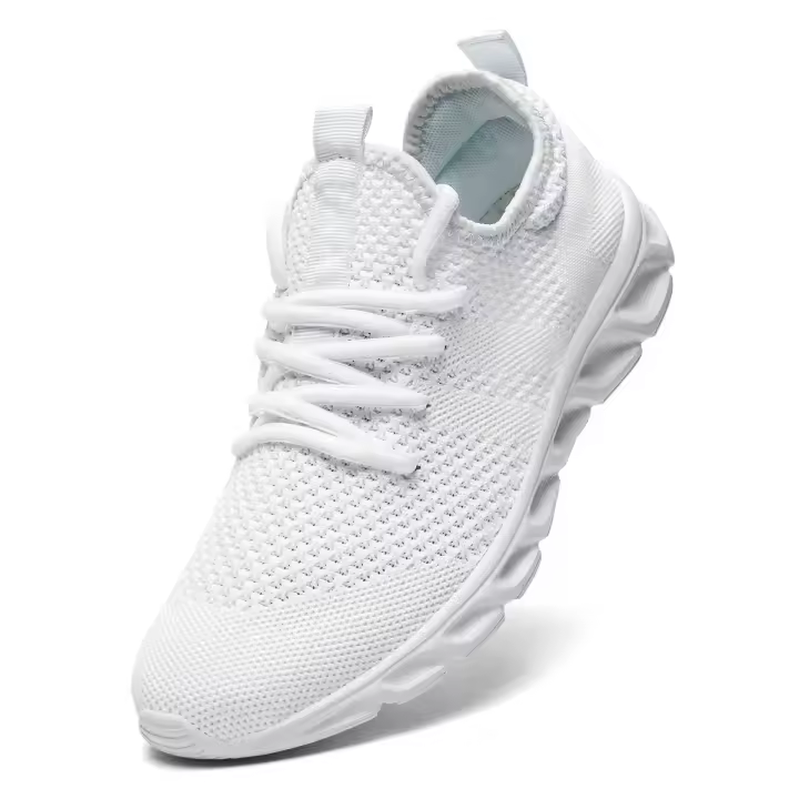 HY Zapatos Deportivos Casuales Para Hombre Zapatillas Ligeros Blancas Transpirables Mesh Negro Y Blanco Para Correr Y Tenis - 1