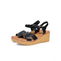 HLUNA - Sandalias de cuña con plataforma con tiras anchas de la forma H - pulsera al tobillo con hebilla en color Marrón y Negro HT293 - details 3
