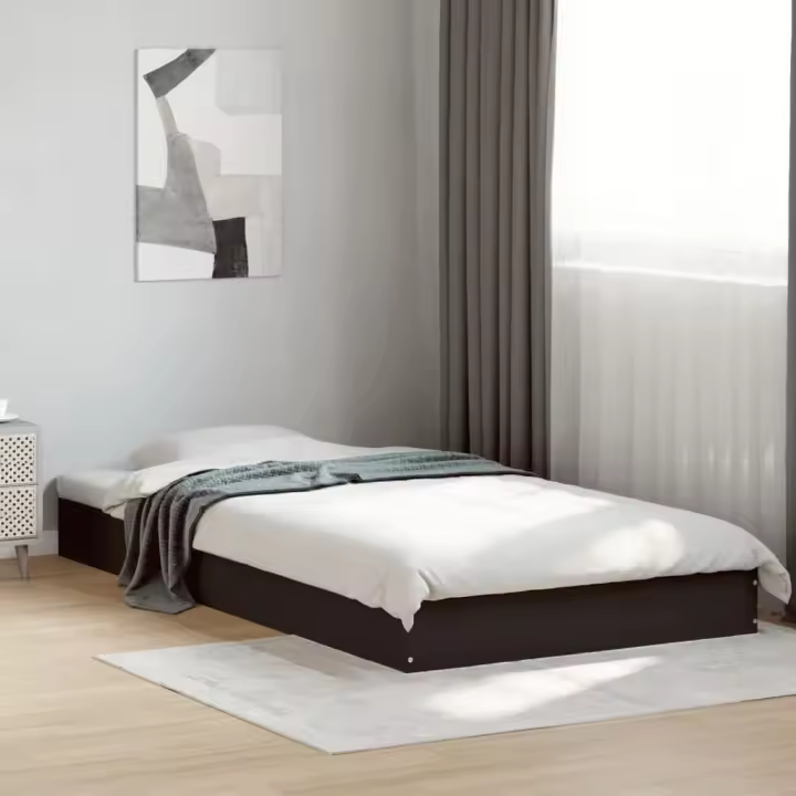 Estructura de cama madera de ingeniería negra 100x200 cm - 1