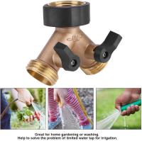 Divisor en Y de 2 vías para manguera de suministro de 3/4 ", Conector de manguera de conector de doble grifo, conector en Y para manguera de entrada de agua con válvula de cierre para riego de jardín. (UE) - details 0