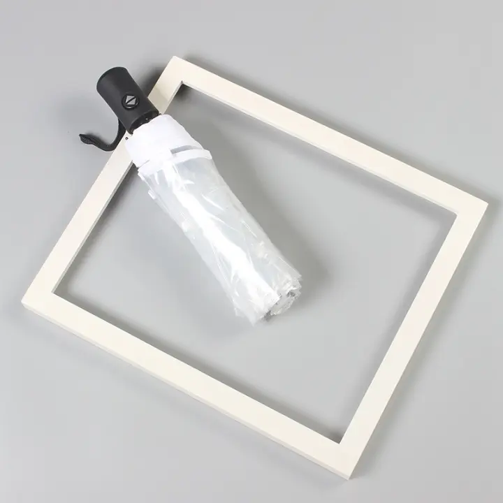 Paraguas plegable a prueba de viento para hombres y mujeres, apertura y cierre automático, compacto y resistente, paraguas plegable transparente, paraguas transparente de tres pliegues totalmente automático - 1