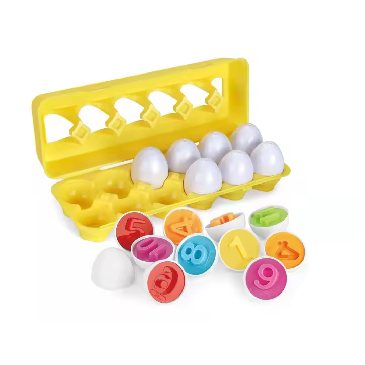 12Pcs Juego de huevos Plástica, Juguetes Niños 2 años, Puzzle Juegos de huevos colores Clasificación Juegos, Educativos Geométricos para Niños y Niños 1 2 3 años - 1