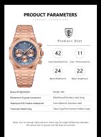 Reloj De Pulsera De Lujo Para Hombre POEDAGAR Acero Inoxidable Resistente Al Agua Con Fecha Y Cronógrafo Luminoso Moda Casual - details 8