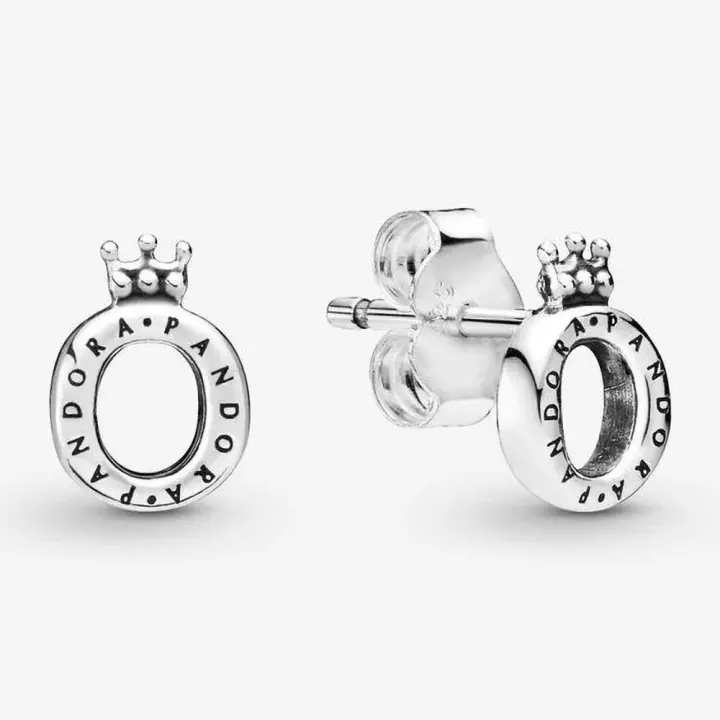 Pandora Pendientes de Aro en Plata de Ley Corona brillante O，Incluye Caja Original - 1