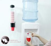 Dispensador de vasos de agua montado en la pared Dispensador de vasos con botón táctil Soporte de plástico antipolvo para vasos de plástico de papel Biodegradable (negro) - details 4