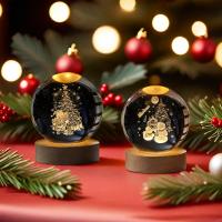 Lámpara Nocturna LED Creativa En Forma De Bola De Cristal 3D Con Patrón De Santa Claus Solar Sistema Para Ambiente De Dormitorio Regalo De Navidad Para Niños - details 4