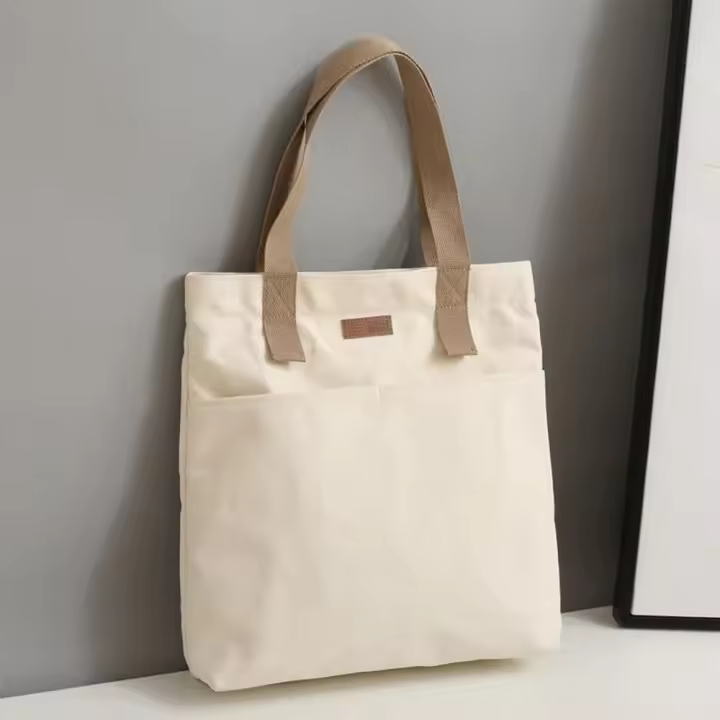 Bolso de mano de hilo de coser para mujer, bolsa de compras de lona que combina con todo, gran capacidad, a la moda - 1