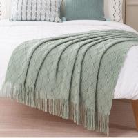 Manta De Terciopelo Decorativa Con Borlas Grande Y Suave Para Sofá Cama Regalo Vintage Manta Saga Verde Tejida Al Hilo De Acrílico 100% - details 3