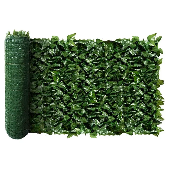 Decoración de Pared de Valla de Hojas Verdes Artificiales Pantalla de Privacidad Extensible para Hogar y Jardín - 1