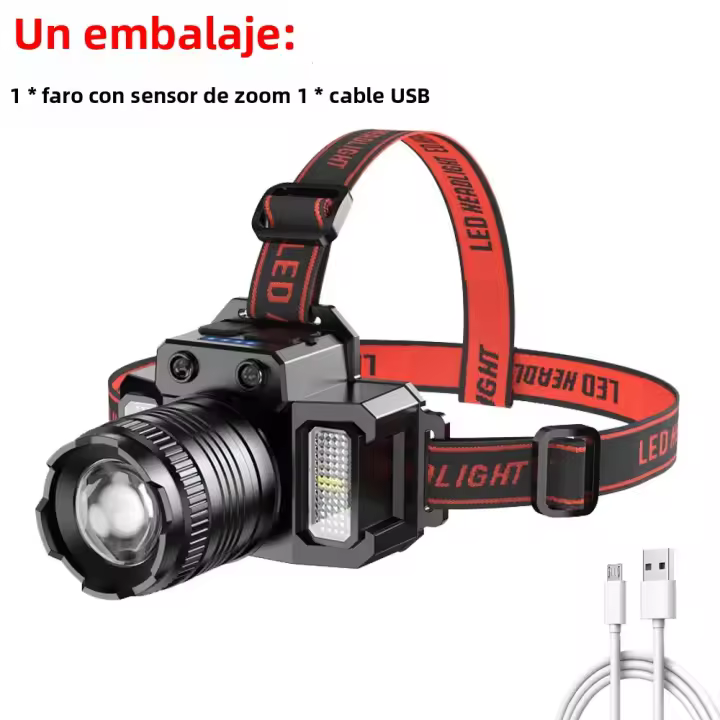 Linterna Frontal Recargable 2000mah LED Super Brillante T51 Inducción Luz De Escenario Impermeable Para Camping Y Trabajo - 1
