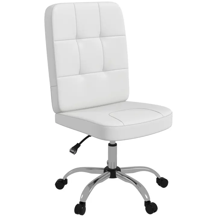 Vinsetto Silla de Oficina sin Brazos Silla de Escritorio Giratorio de Piel Sintética con Altura Ajustable Estilo Moderno Carga 120 kg 45x59x90-100 cm - 1