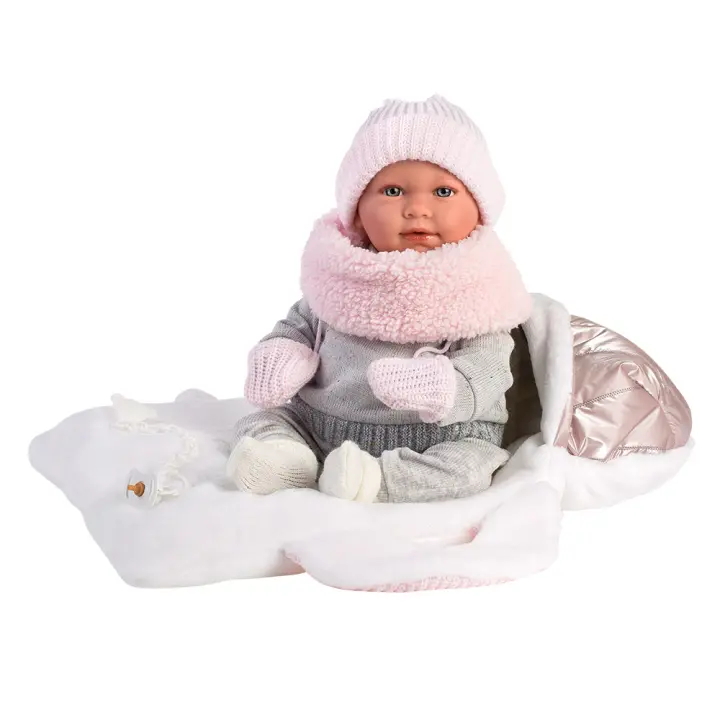 Llorens muñeco que llora 42 cm – Mimi con Capazo Portabebé Metalizado ref.74004 - 1