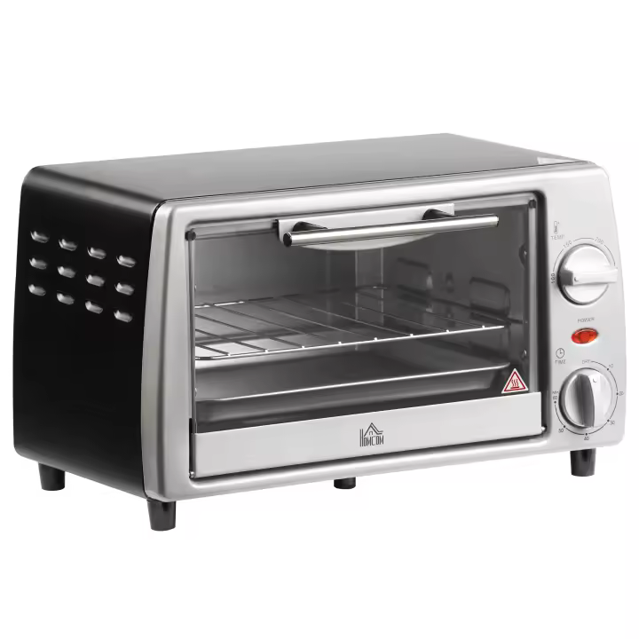 HOMCOM Horno Eléctrico Sobremesa 10 Litros 750W Horno de Convección con Temperatura hasta 230 ℃ Temporizador 60 Minutos Bandeja y Rejilla 36,5x26x22 cm - 1