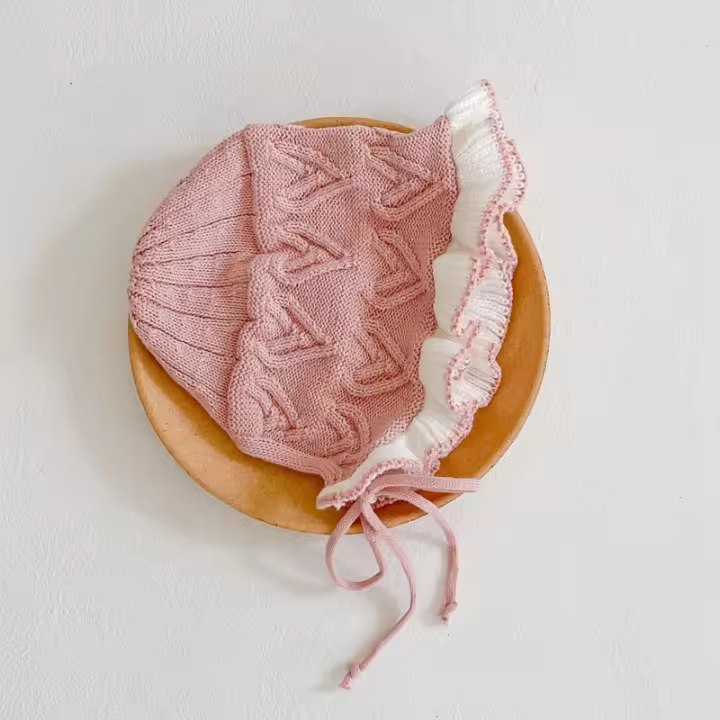 Gorro De Lana Versátil Para Bebés Femeninas De 0-2 Años Con Volante Estilizado Para El Otoño Estilo Sencillo Y Adorable - 1